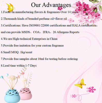 Bulk High Concentrate Diffuser Fragrance Oil For Reed Diffuser With free samples